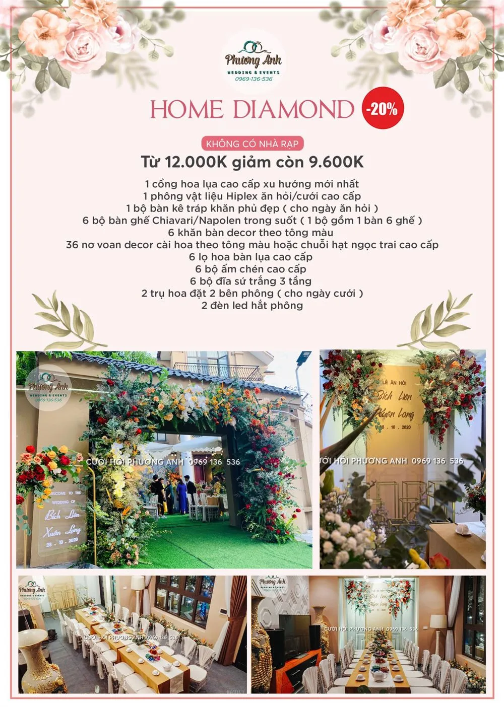 Báo giá dịch vụ trang trí tư gia hạng Daimond (không nhà rạp)