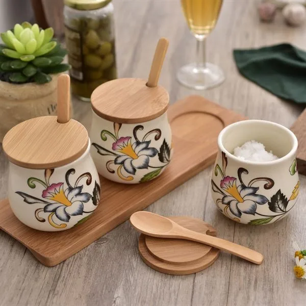 bộ dựng gia vị bằng gốm