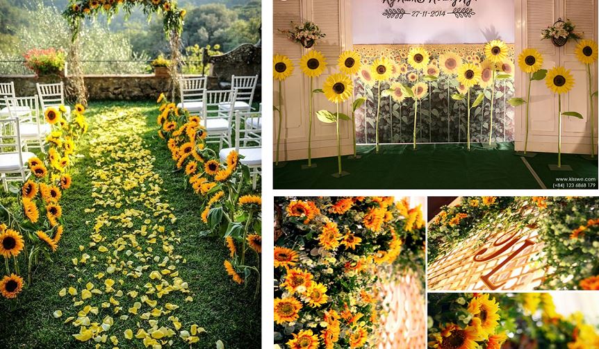trang trí đám cưới với hoa hướng dương