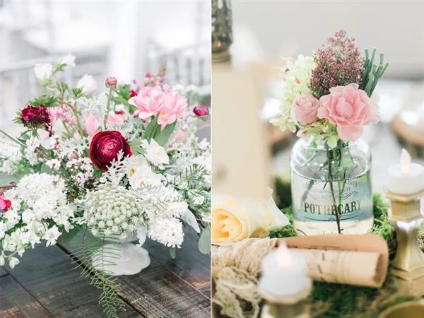 cách cắm hoa để bàn cưới