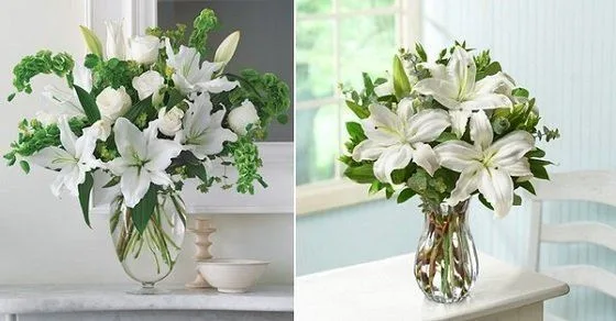 cách cắm hoa để bàn cưới trong bình thủy tinh