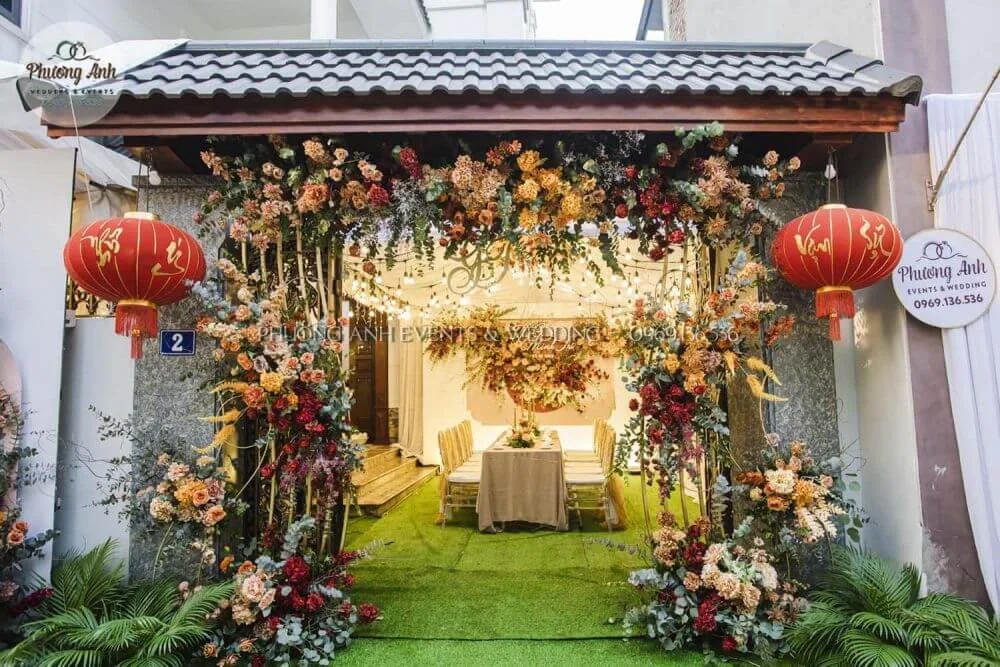 mẫu trang trí đám cưới tư gia đẹp mê