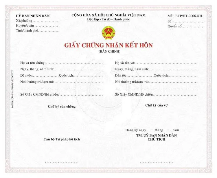 giấy đăng ký kết hôn với người nước ngoài