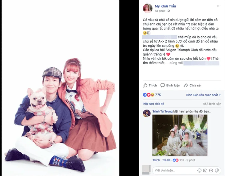 lời cám ơn sau đám cưới trên facebook
