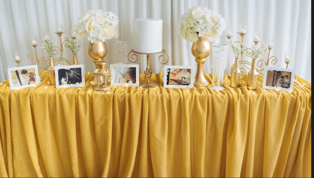trang trí đám cưới màu vàng đồng