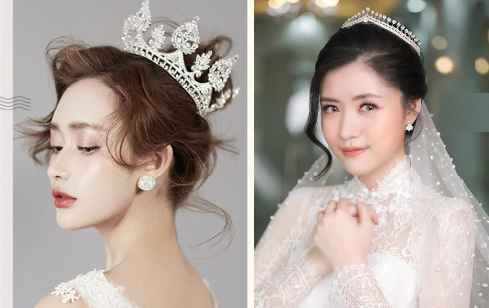 Tóc cô dâu đội vương miện