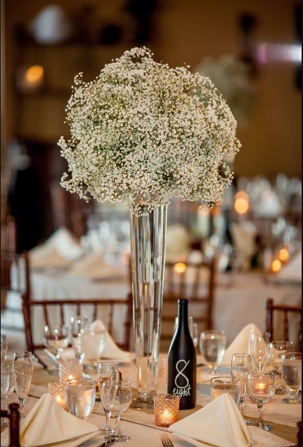 bàn tiệc trang trí đám cưới bằng hoa baby