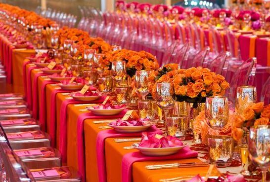 Hoa trang trí đám cưới màu vàng cam