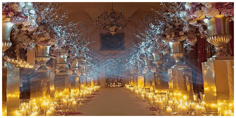 trang trí đám cưới màu vàng đồng