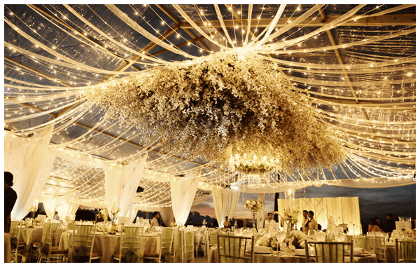 trang trí đám cưới màu vàng đồng