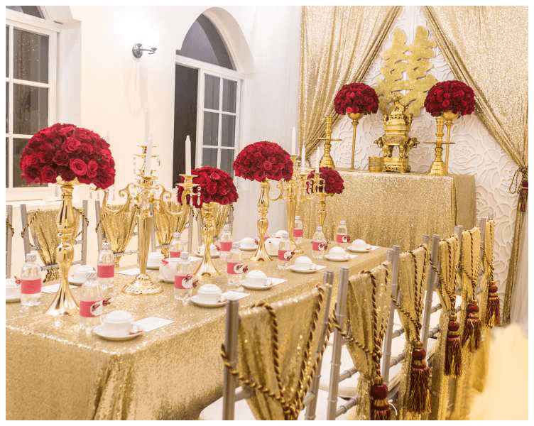 trang trí đám cưới màu vàng đồng