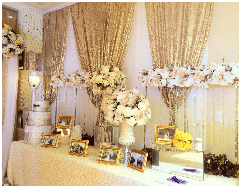 trang trí đám cưới màu vàng đồng