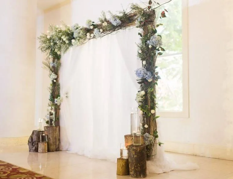 Phông nền trang trí đám cưới phong cách rustic 