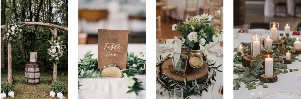 trang trí đám cưới phong cách rustic chất liệu gỗ 