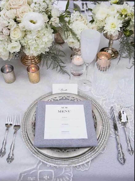 trang trí tiệc cưới phong cách metallic