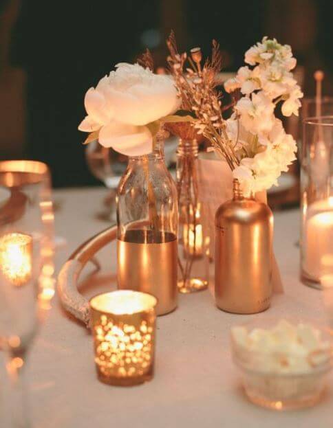 trang trí tiệc cưới phong cách metallic