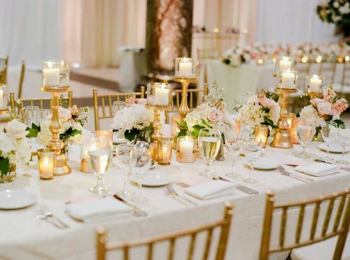 trang trí tiệc cưới phong cách metallic