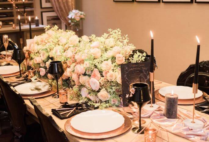 trang trí tiệc cưới phong cách metallic