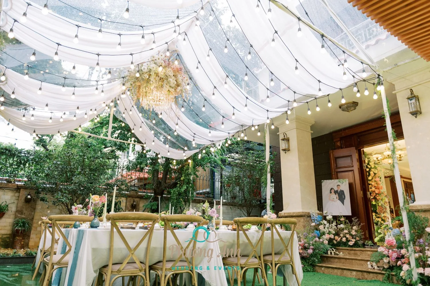Không gian trang trí đám cưới tư gia tại Phương Anh Wedding