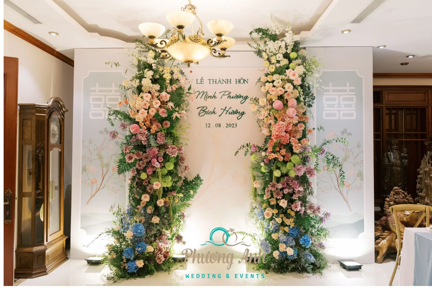 Không gian trang trí đám cưới tư gia tại Phương Anh Wedding