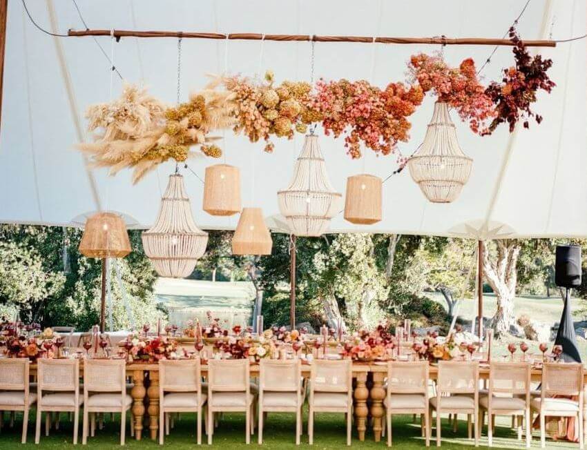trang trí đám cưới phong cách bohemian