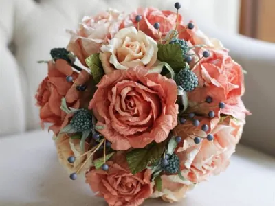 Hàng loạt các mẫu hoa cưới cầm tay bằng giấy nhún cực xinh