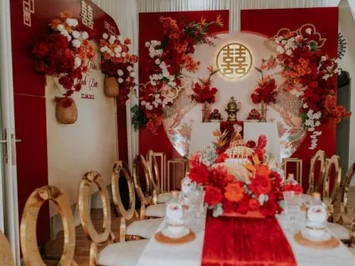 mẫu trang trí gia tiên tông đỏ rực rỡ cực hút mắt