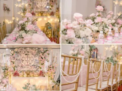 4 mẫu trang trí gia tiên màu hồng đẹp lãng mạn