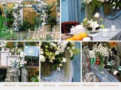  8 mẫu trang trí tiệc cưới màu xanh dương đẹp ngất ngây