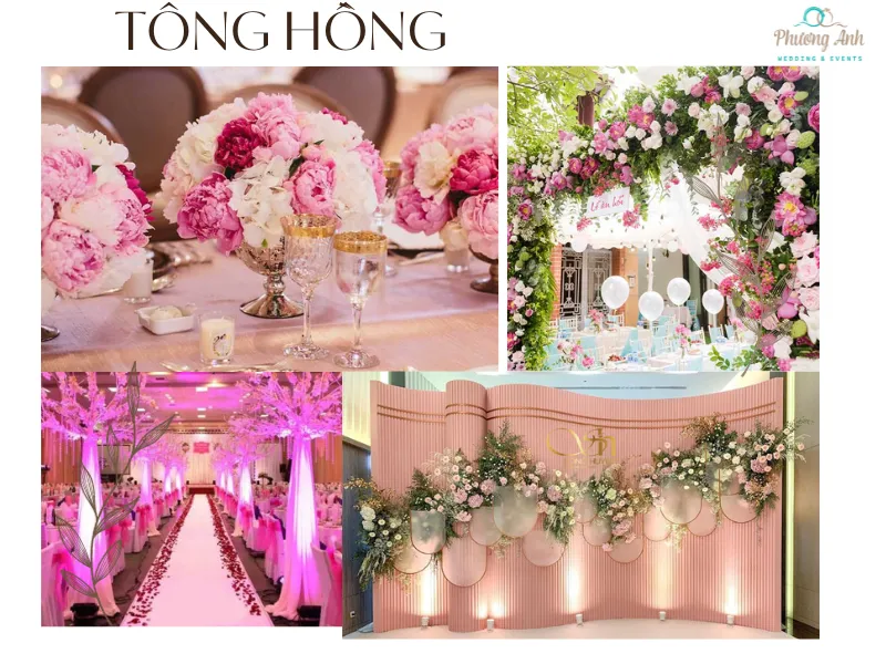 tông màu trang trí đám cưới hot trend 2023 - tông hồng