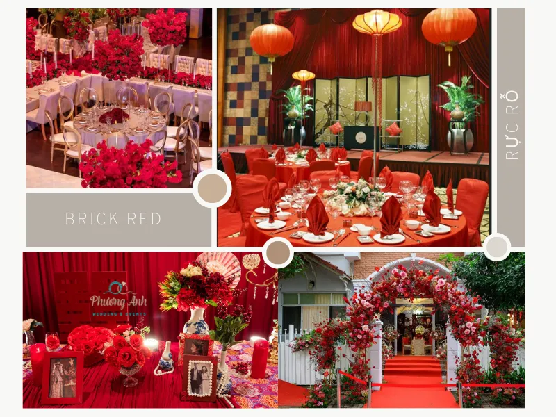 Tone màu Brick Red - tông màu trang trí đám cưới hot trend 2023
