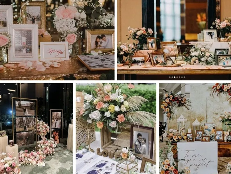 Bàn gallery đám cưới phong cách handmade