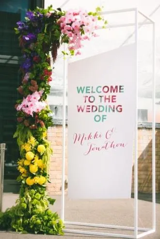 Bảng Welcome đám cưới đầy màu sắc