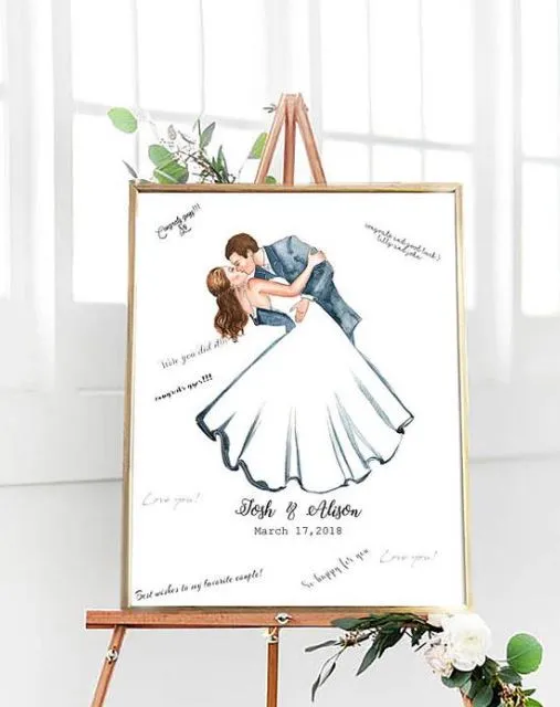 Bảng Welcome đám cưới kiểu vẽ tay