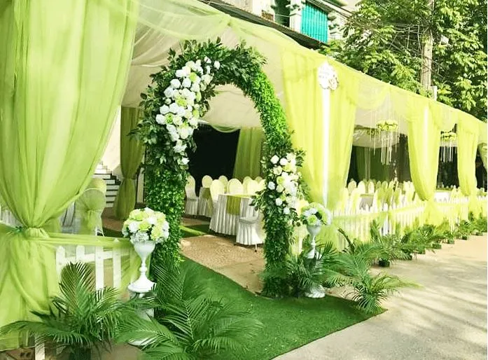 Mẫu rạp cưới màu xanh bơ