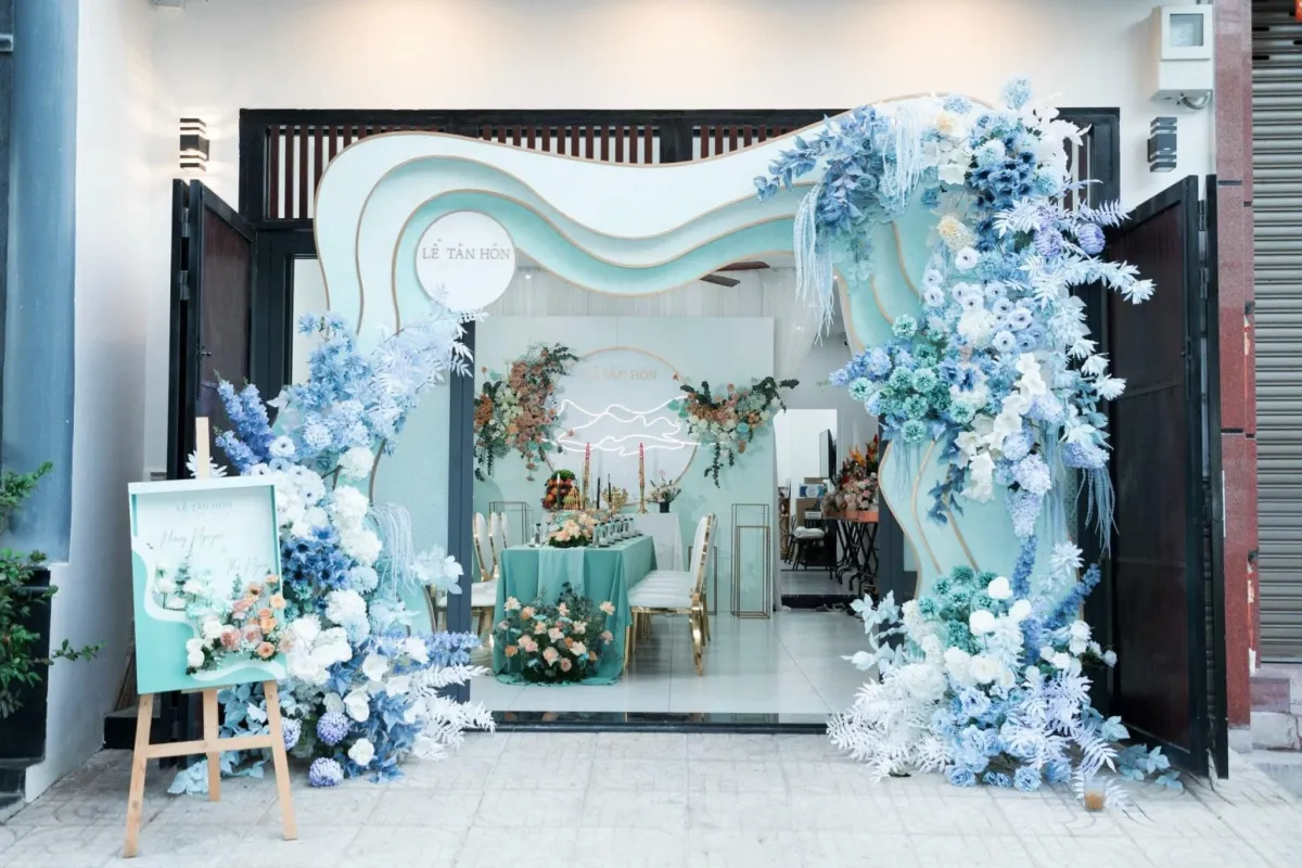 Mẫu rạp cưới màu xanh dương đẹp