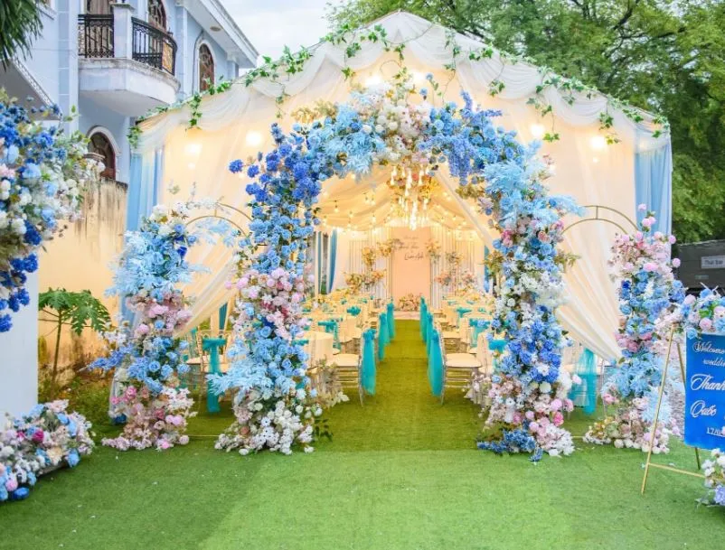 Mẫu rạp cưới màu xanh dương
