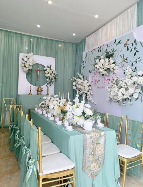 Mẫu rạp cưới màu xanh mint