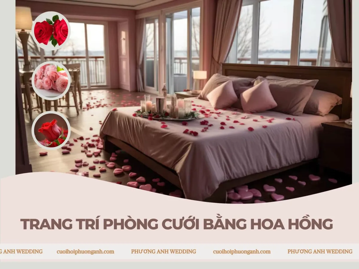 Ý tưởng trang trí phòng cưới bằng hoa hồng
