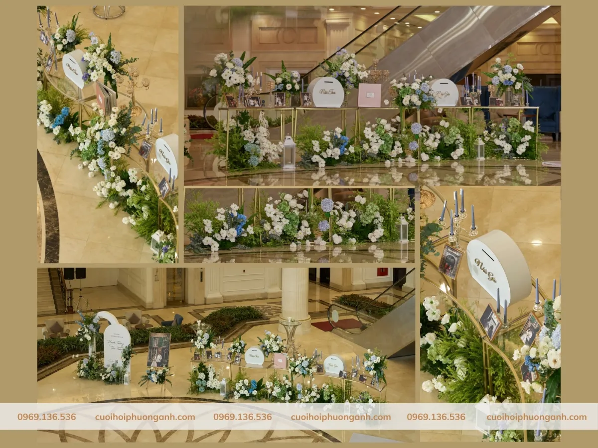 Trang trí bàn gallery đám cưới tại trung tâm hội nghị Hội nghị Quốc tế Almaz