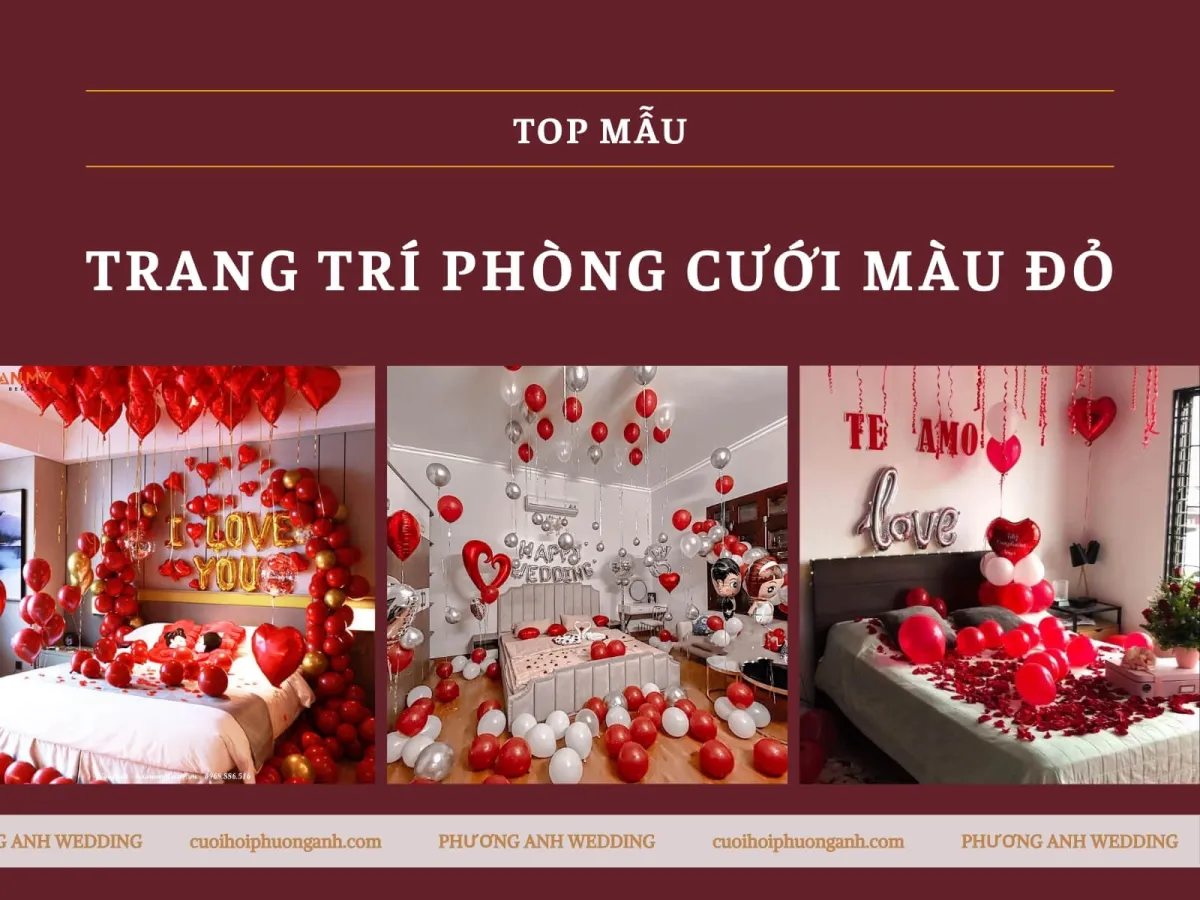 Mẫu trang trí phòng cưới màu đỏ