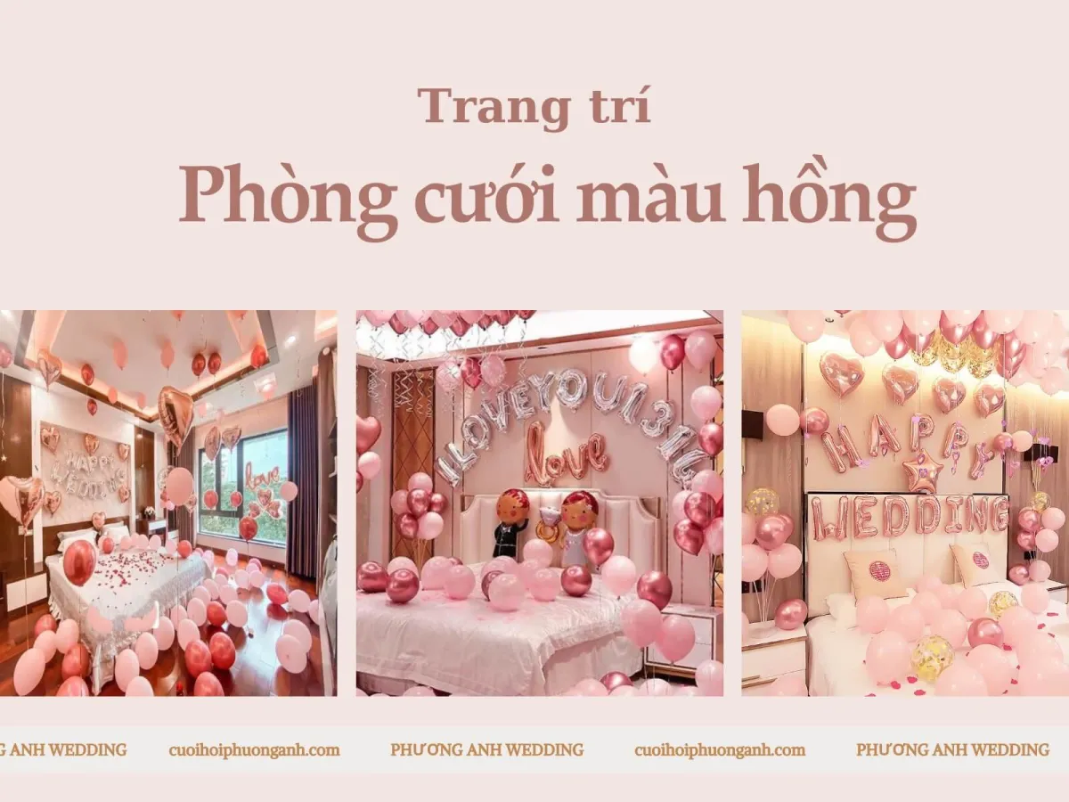 Mẫu trang trí phòng cưới màu hồng
