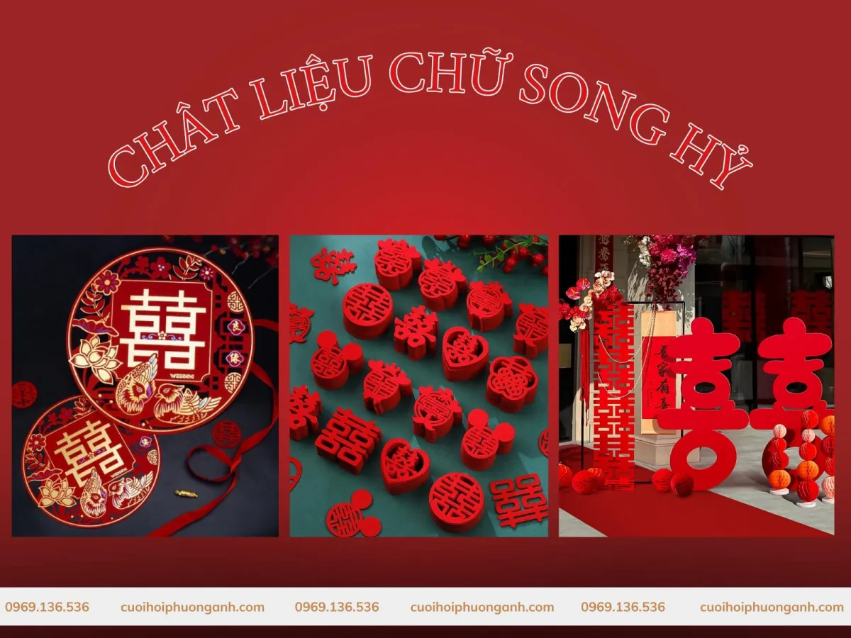 Các chất liệu phổ biến để làm chữ "Song Hỷ"