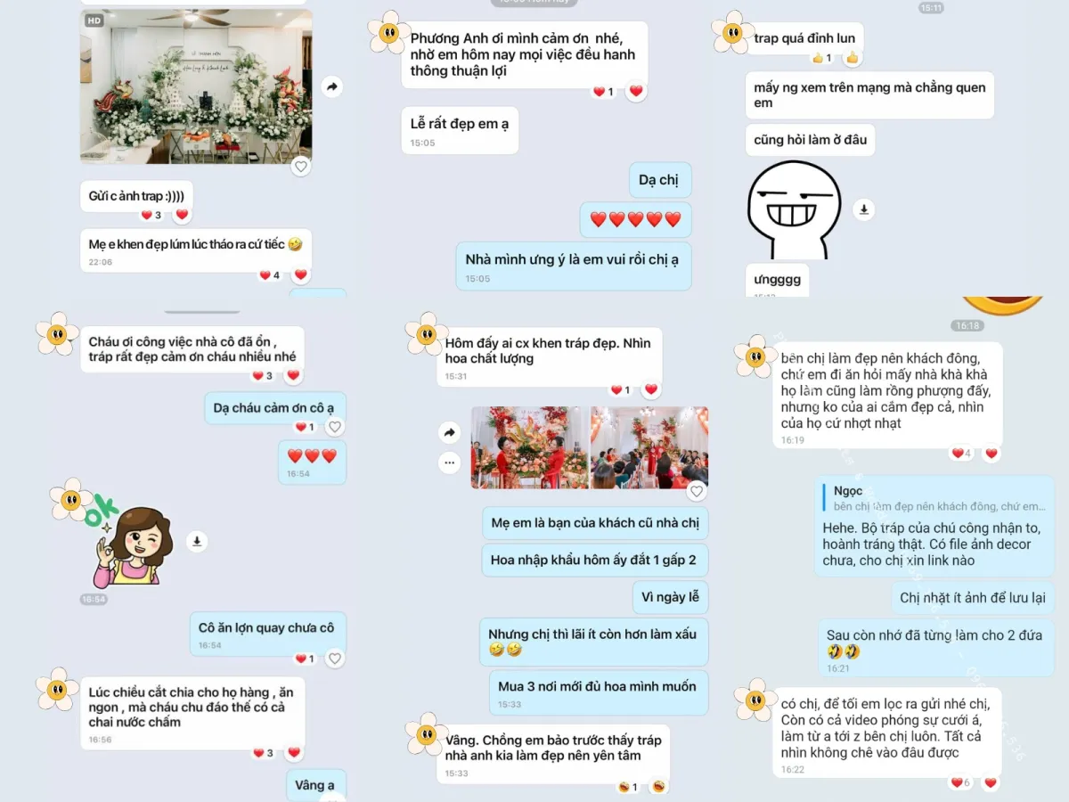 Phản hồi của khách hàng về dịch vụ tráp ăn hỏi 3 lễ của Phương Anh Wedding