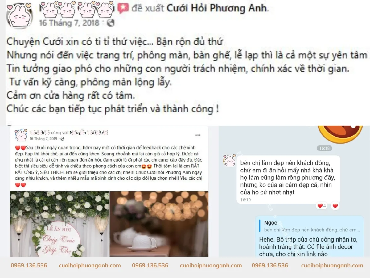 Feedback của khách hàng sau khi trải nghiệm dịch vụ ăn hỏi