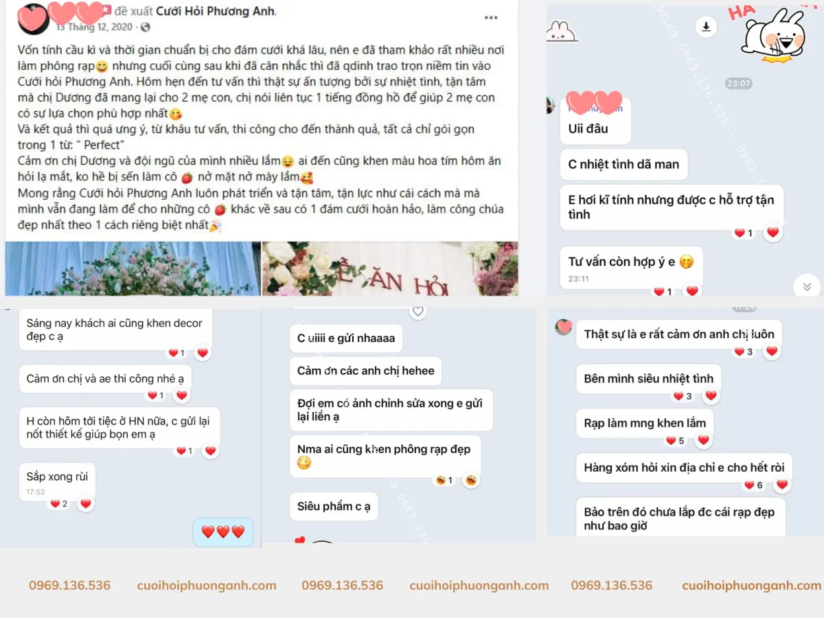 Feedback từ khách hàng đã sử dụng dịch vụ của Phương Anh Wedding