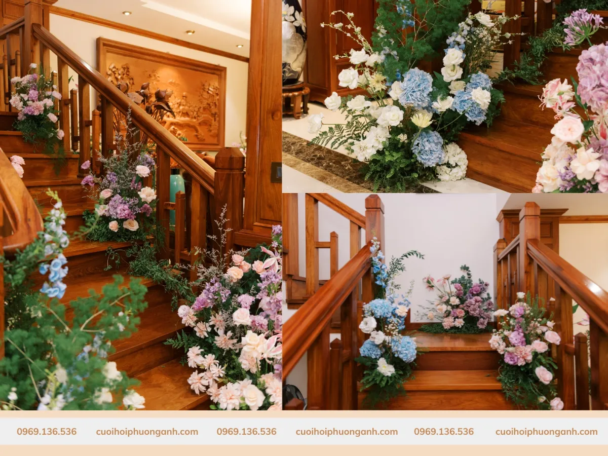 Các yếu tố cần lưu ý khi trang trí cầu thang đám cưới