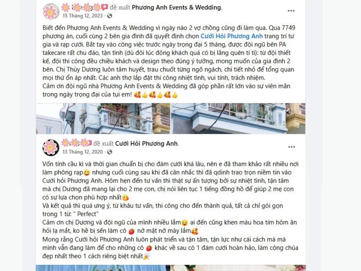 Phản hồi từ khách hàng đã sử dụng dịch vụ tại Phương Anh Wedding  1