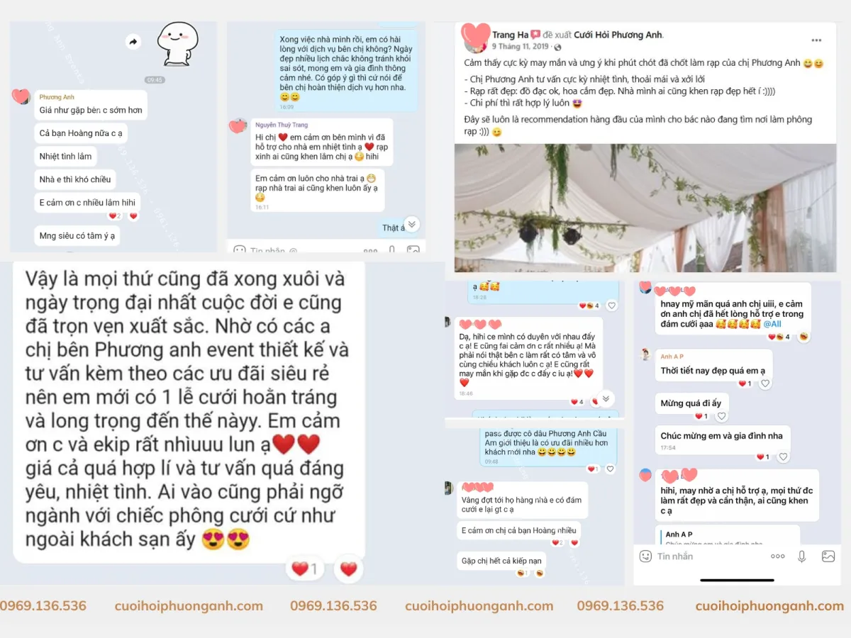 Feedback từ khách hàng đã sử dụng dịch vụ của Phương Anh Wedding