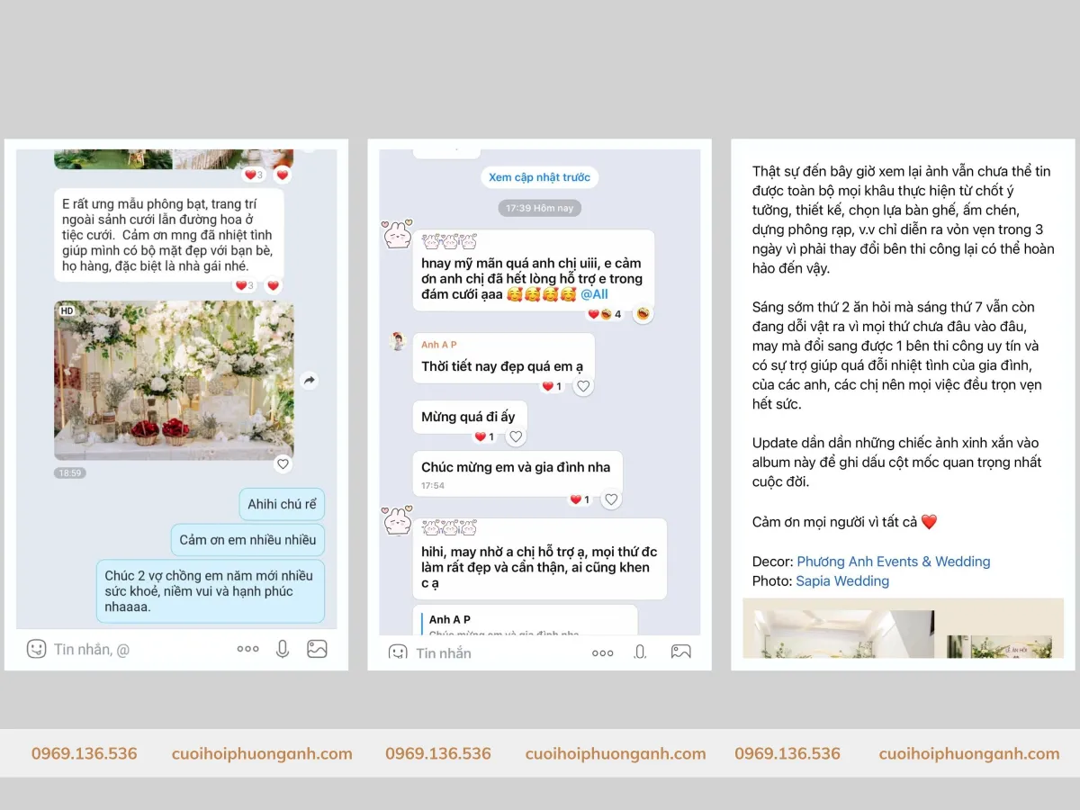 Phản hồi từ khách hàng đã sử dụng dịch vụ tại Phương Anh Wedding  2